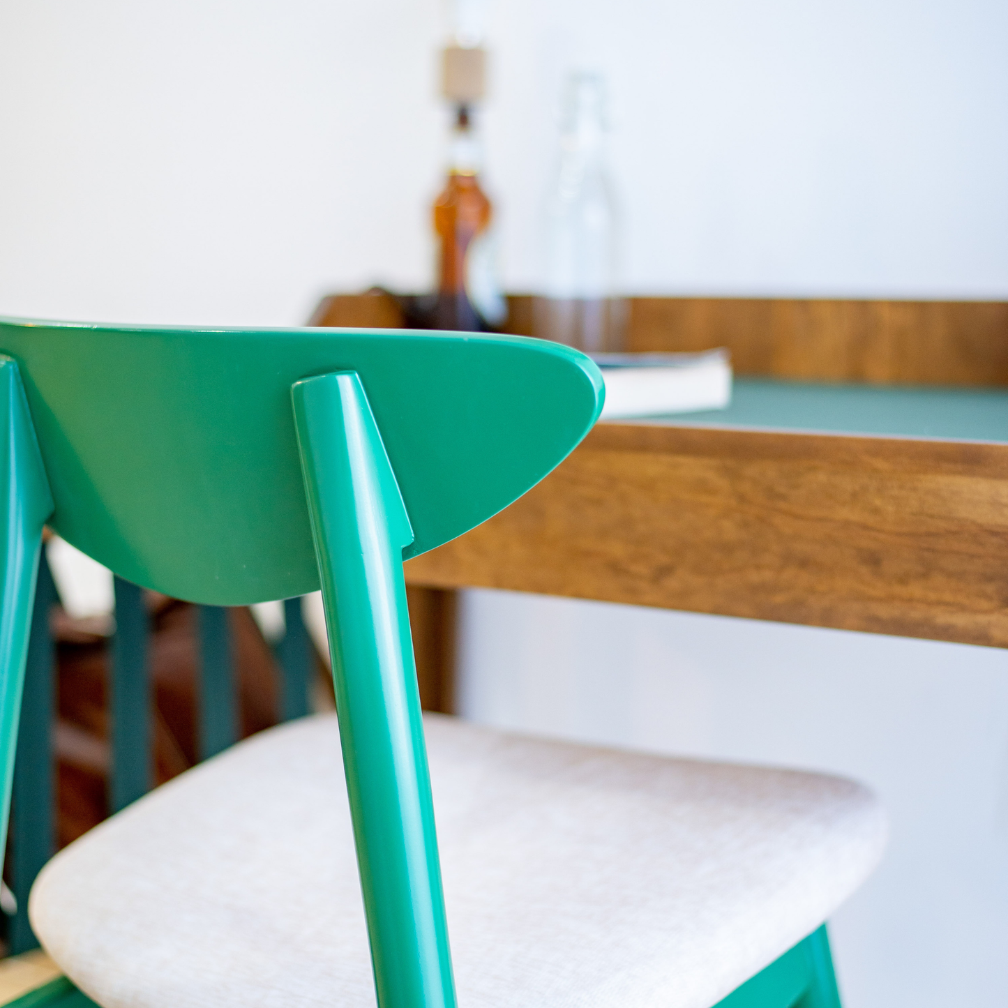Manda Desk by The Seating Company — solid wood desk with integrated magazine rack, walnut finish, and minimal Scandinavian design