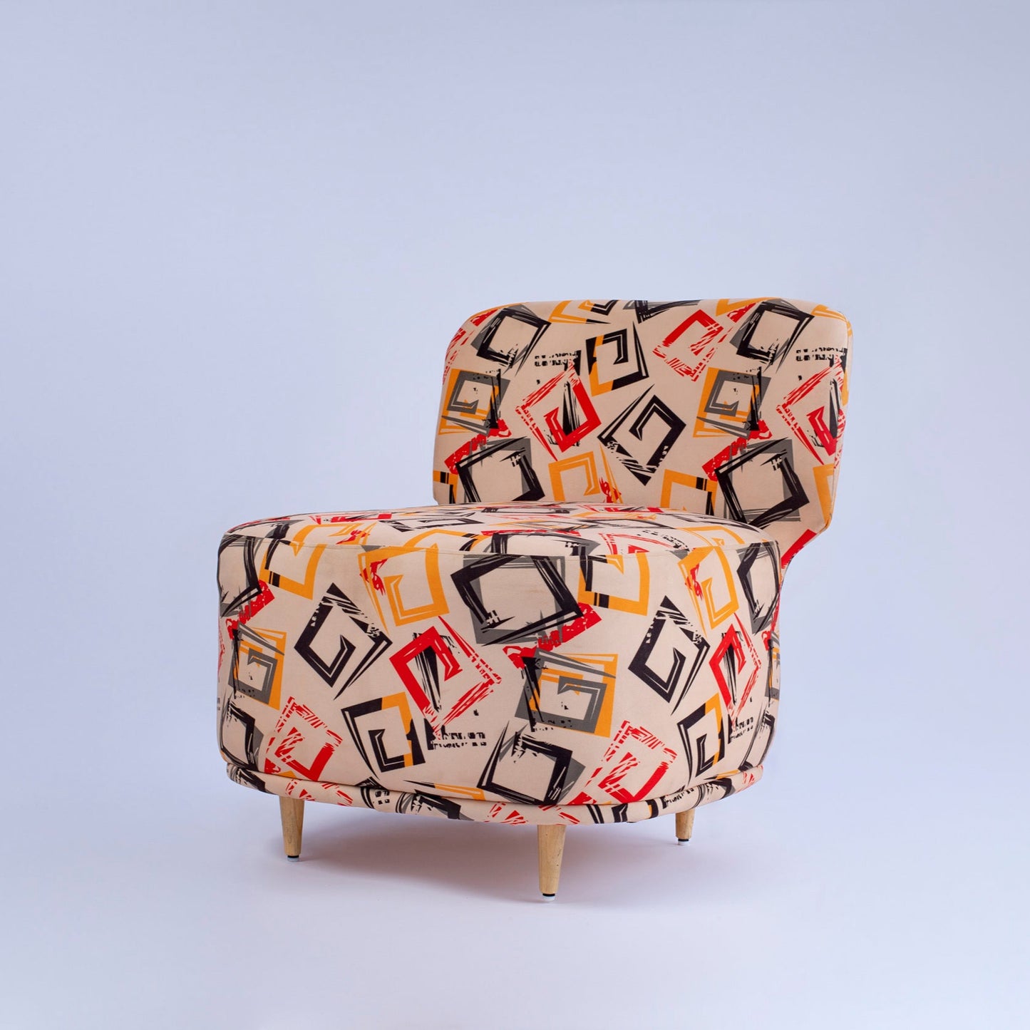 Patterned armchair on a light gray background