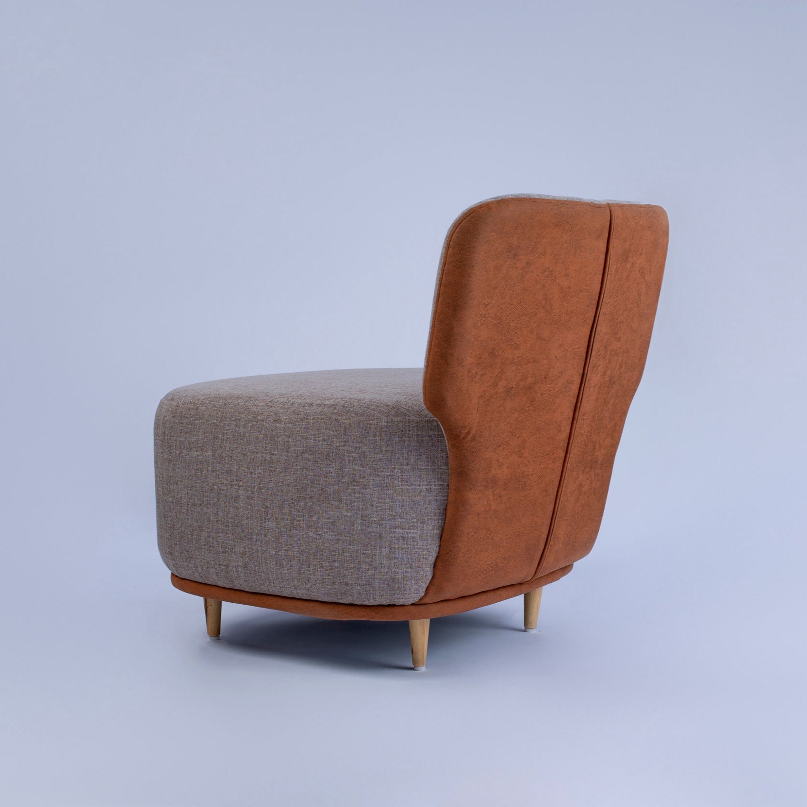 Chair with brown backrest and gray seat on a white background